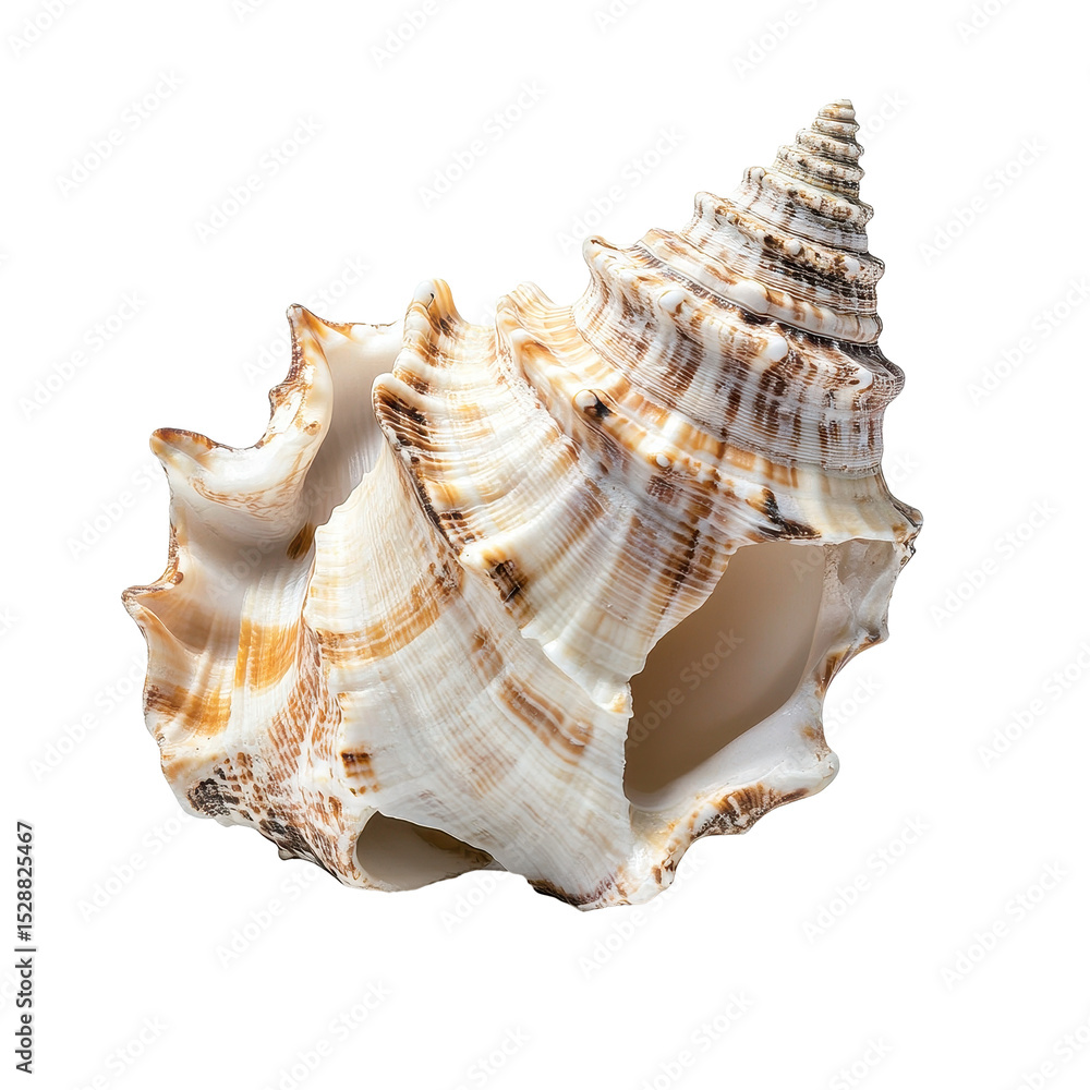 Poster isolated seashell with intricate patterns and textures displayed on a clean transparent background, 