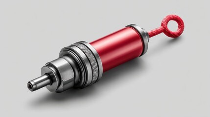 Electric fuel injector with bright red connector and short fuel line, for PNG overlay use