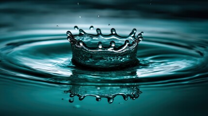 Water Droplet Splash with Droplets and Ripples on Calm Surface