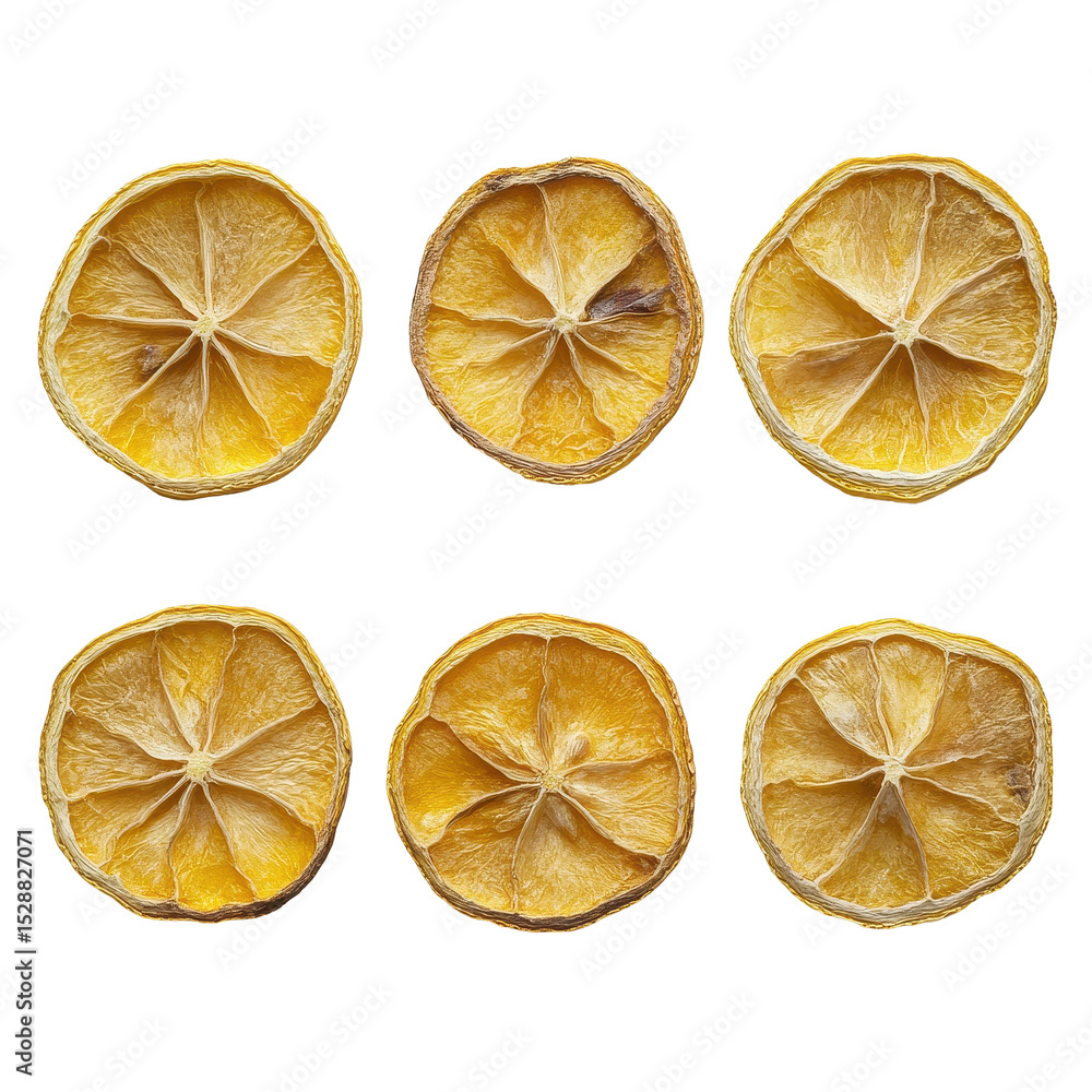 Aufkleber dried lemon slices arranged in a circular pattern on a transparent background for natural decor or c