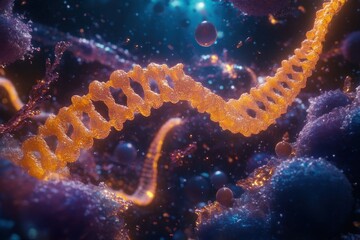 DNA strand spins over diverse surgeons engaged in advanced surgical techniques in a modern operating room, dna strand spinning over diverse suergeons