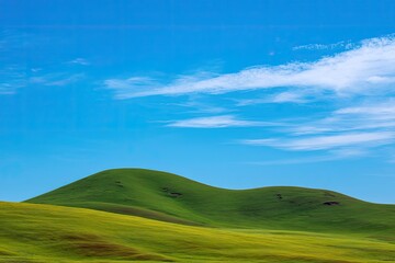 Fototapeta premium Peaceful Green Hills Under a Clear Blue Sky