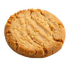 A delicious baked peanut butter cookie isolated on a transparent background