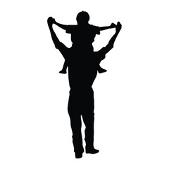 Father carrying or holding baby child son silhouette icon vector illustration design on white background