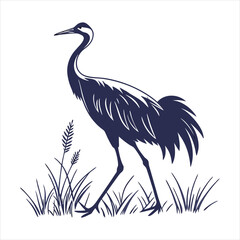 silhouette crane on white background