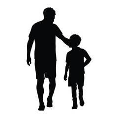 father walking with baby son child silhouette icon vector illustration design on white background