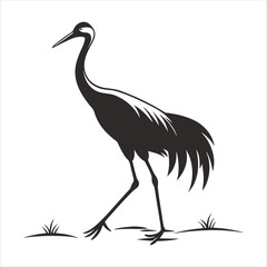 silhouette crane on white background