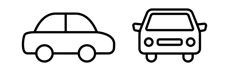 Vector isolated Car icon set in black outline