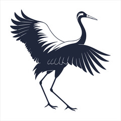 silhouette crane on white background