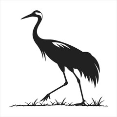 silhouette crane on white background