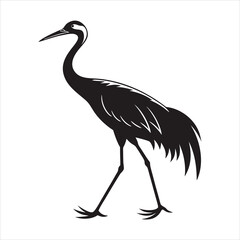 silhouette crane on white background