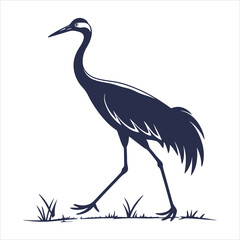 silhouette crane on white background