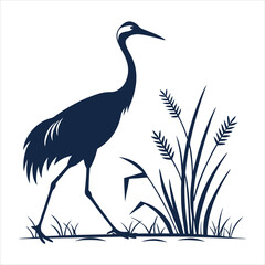 silhouette crane on white background