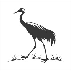 silhouette crane on white background