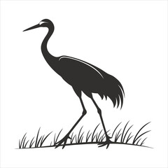 silhouette crane on white background