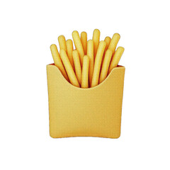 Golden french fries in a cardboard container.