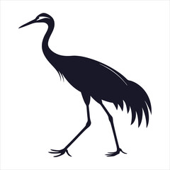 silhouette crane on white background