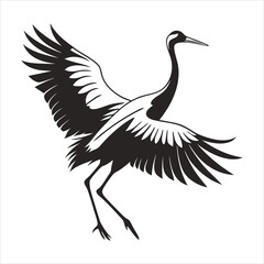 silhouette crane on white background