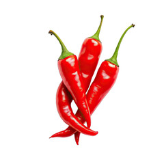 Close-up of three red chili peppers against a black background.