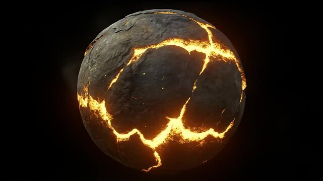 Glowing Lava Stone Sphere Set on a Dark Background for Game Development Asset