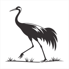 silhouette crane on white background