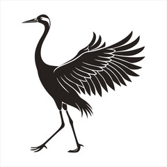 Fototapeta premium silhouette crane on white background