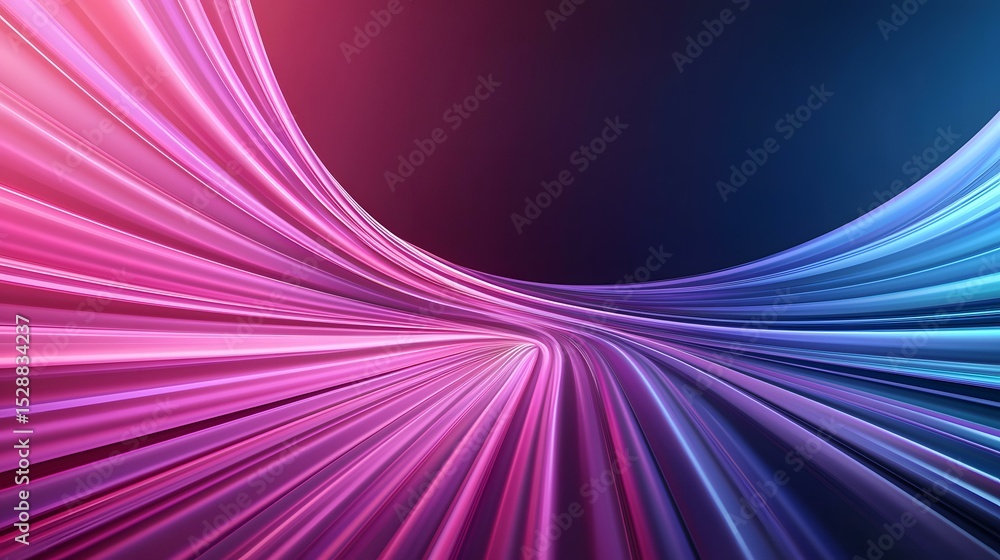 Poster the image contains an abstract design of flowing, luminous lines in shades of pink and blue, creatin
