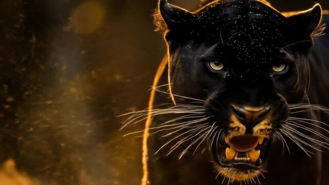 Close-up of a Black Panther's Fierce Face
