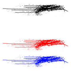 Dynamic Colorful Paint Streaks Set – Red, Blue, White and Black Grunge Brush Strokes with Splatter and Abstract Ink Swipes on Dark Background for Artistic Design Projects