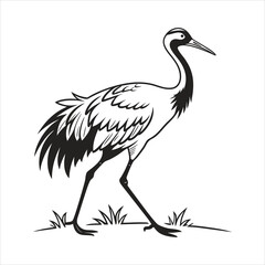 silhouette crane on white background