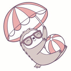 Happy Sloth Beach day SVG (wearing glasses)