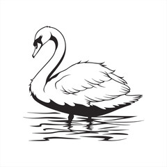 silhouette swan on white background