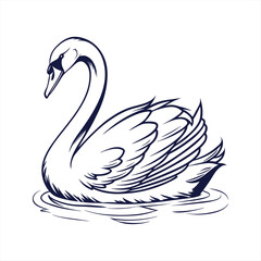 silhouette swan on white background