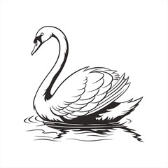 silhouette swan on white background