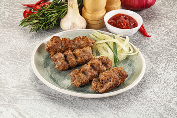 Beef kebab minced meat with onion