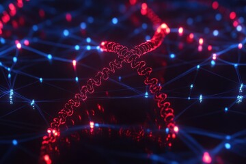 Exploring connections between data processing and DNA in a vibrant digital network environment, network of connections and data processing over globe