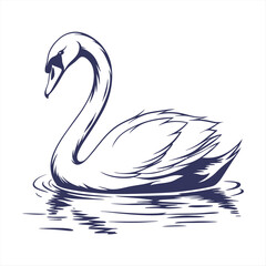silhouette swan on white background