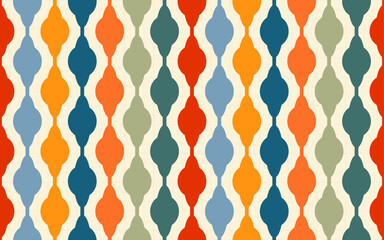Retro seamless pattern aesthetic groovy 70's creative nostalgic colorful decorative ornamental vector texture paper print fabric textile background
