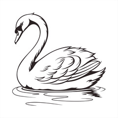 silhouette swan on white background