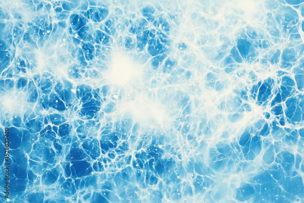Poster Abstract seamless background featuring blue and white patterns with dynamic textures and shapes, Abstract seamless background with blue and white particles in slow motion