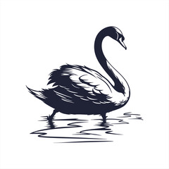 silhouette swan on white background