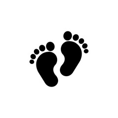 Vector footprints, adult footprints and baby footprints on white background. Vector Illustration.	
