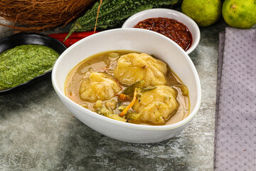 Chinese wonton soup with dumplings