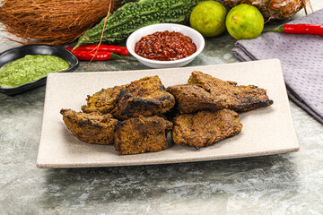 Grilled beef barbecue with spises