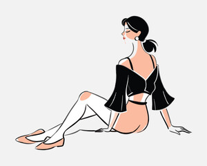 A model walking on a runway in a fashion show illustration