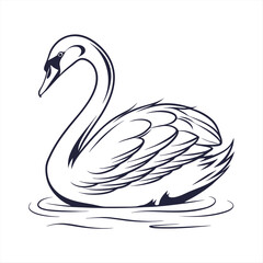 silhouette swan on white background