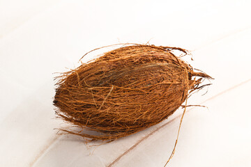 Natural exotic brown hairy coconut