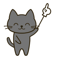指差し棒を持ちながらニッコリ笑う黒猫