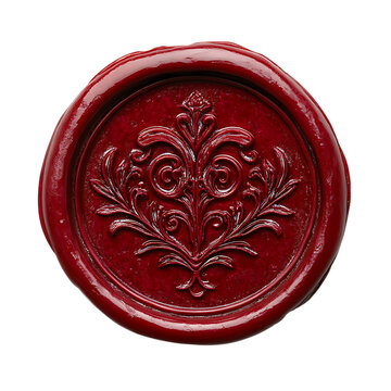 detailed red wax seal featuring an ornate decorat png