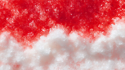 どアップかき氷！いちごシロップ